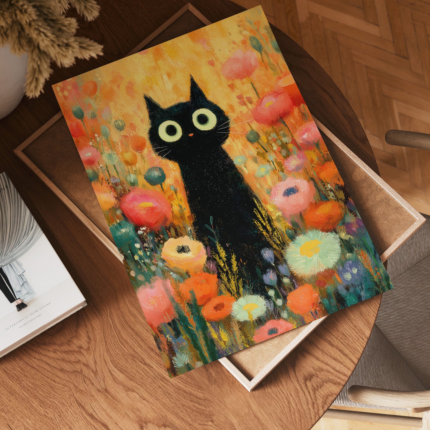 Midnight Bloom Cat Poster