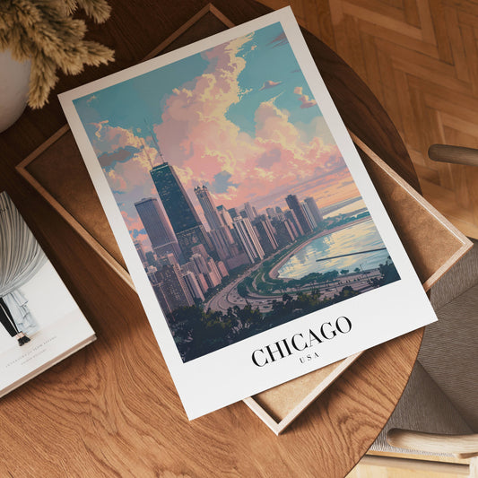 Chicago Skyline Reflections Poster
