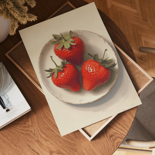 Fresh organic strawberries Poster