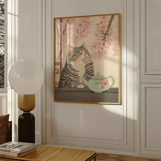 Tea Time Cat Poster