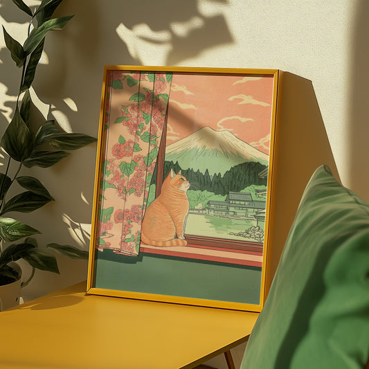 Peaceful Fuji Window Poster