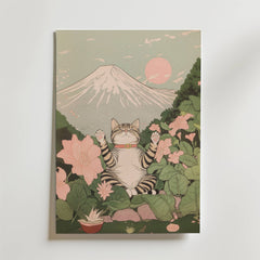 Cat Under Mount Fuji Poster