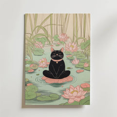 Lotus Meditation Cat Poster