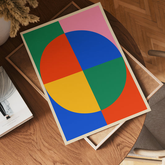 Bauhaus Color Block Circle Poster