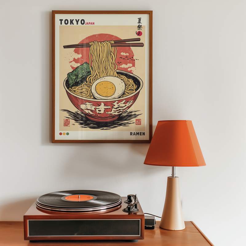 Retro Ramen Bowl Poster