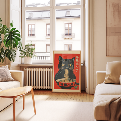 Cat Eating Ramen Poster