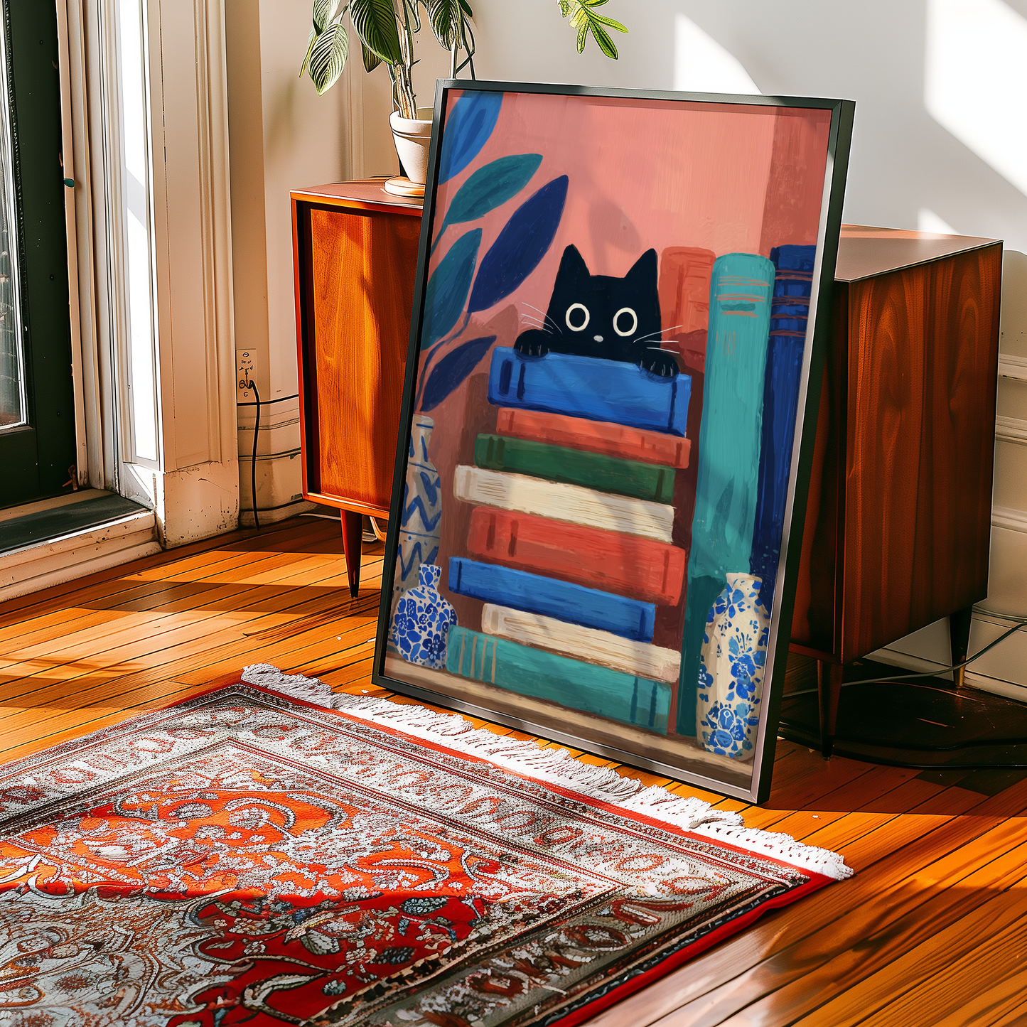 Curious Book Cat Poster