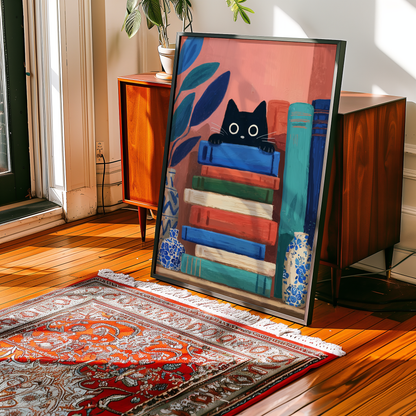 Curious Book Cat Poster