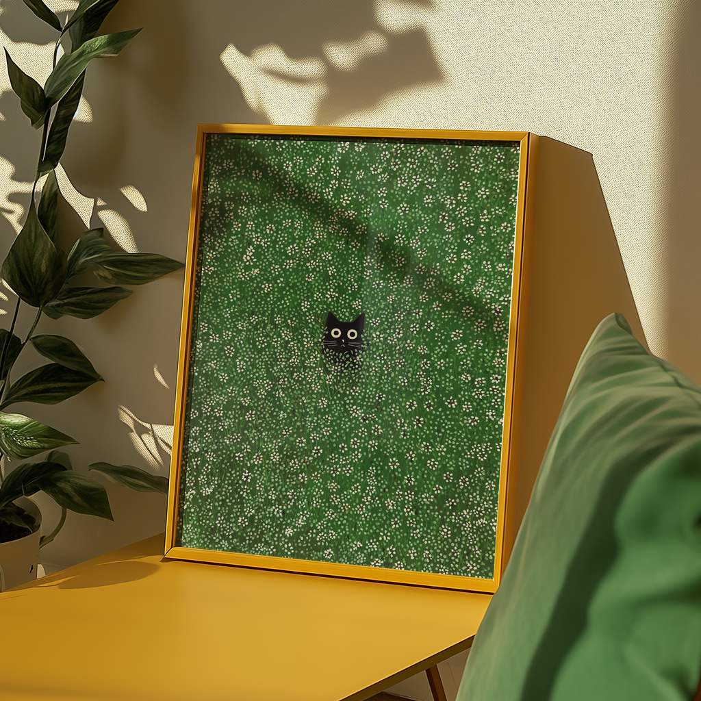 Hidden Meadow Cat Poster