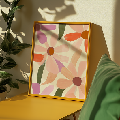 Floral abstract daisy design Poster