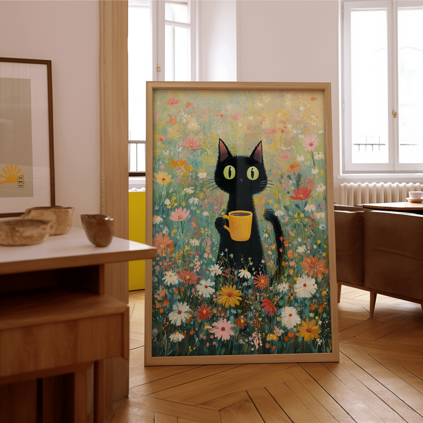 Morning Coffee Cat Poster