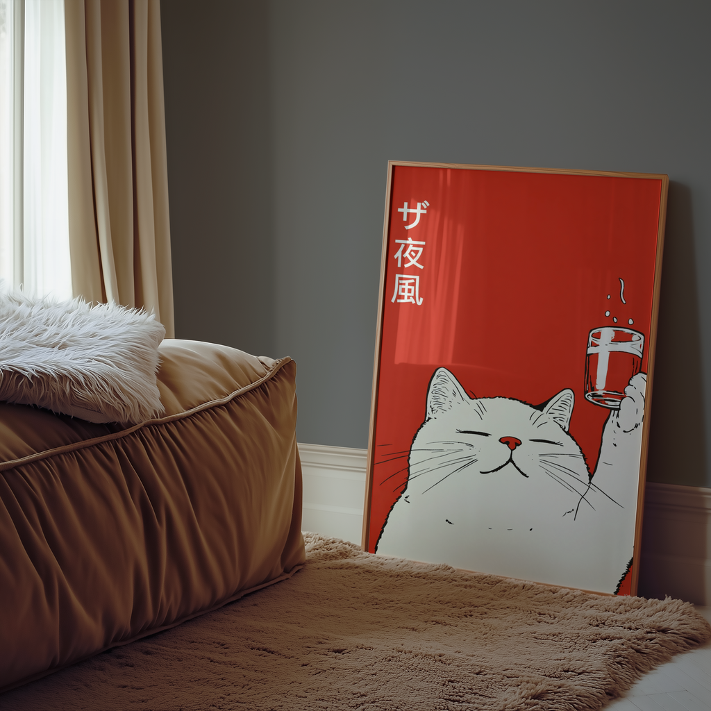 Midnight Toast Cat Poster