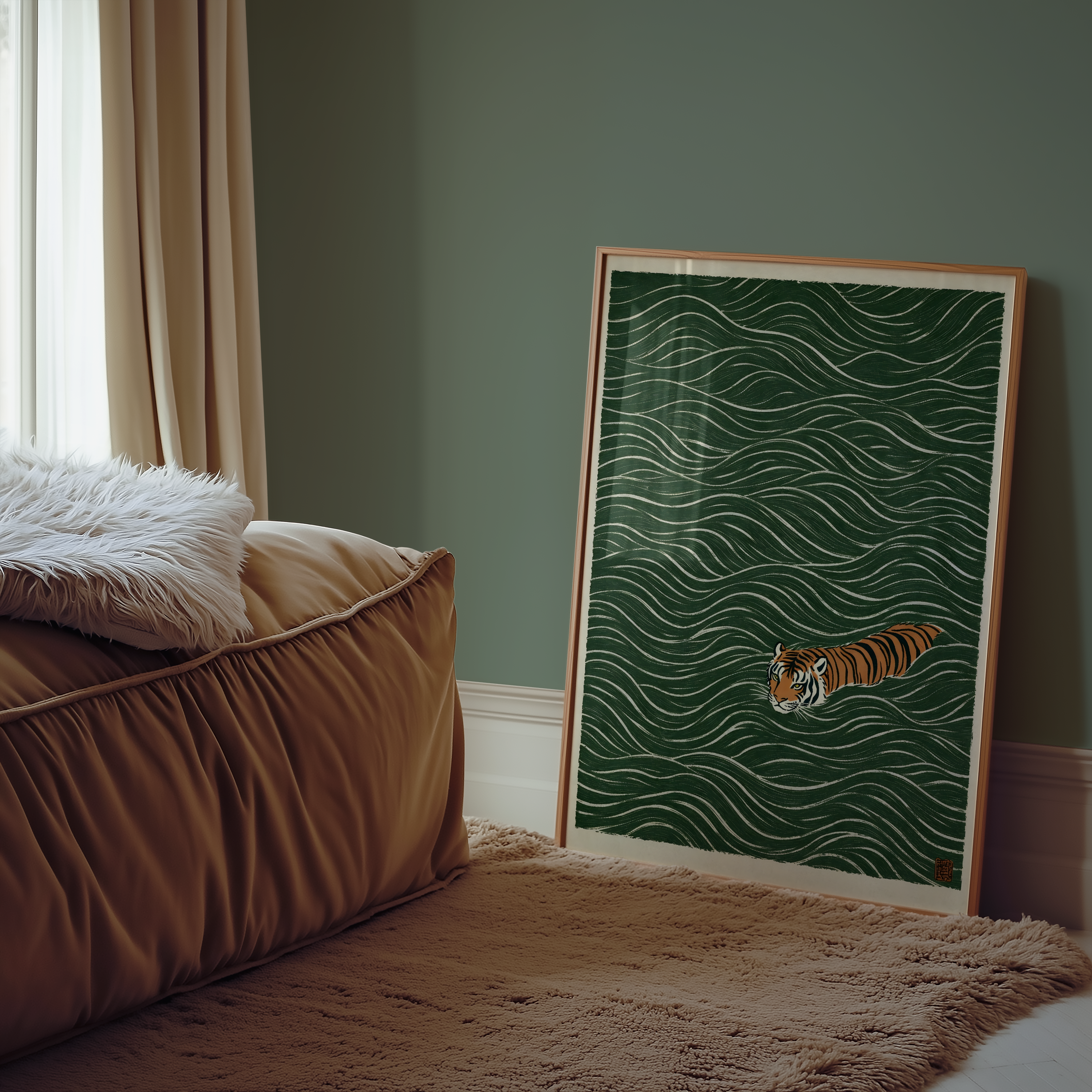 Swimming Tiger Poster