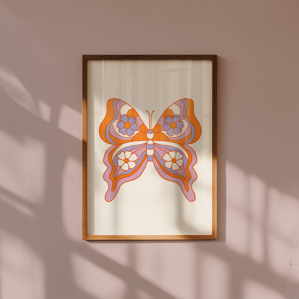 Orange Butterfly Symmetry Poster