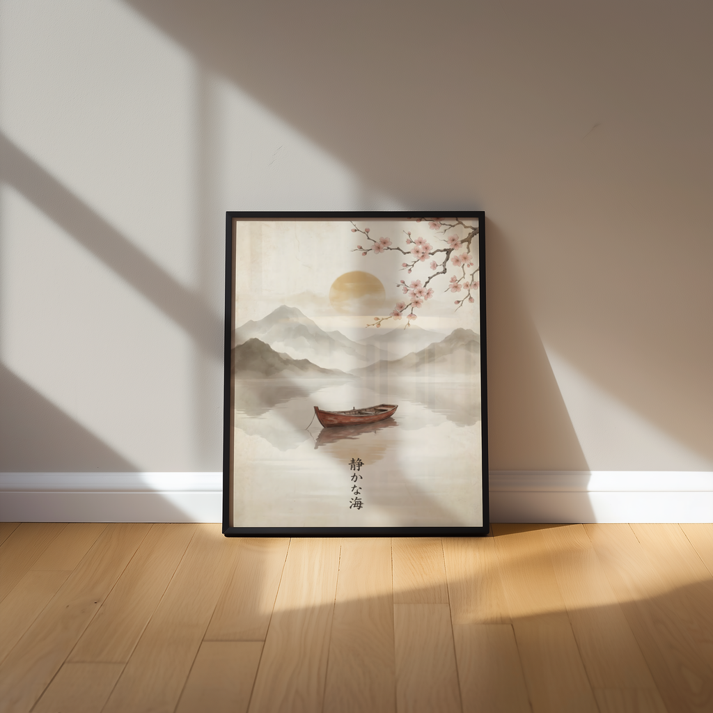 Tranquil Lake Sakura Poster – poster på vägg inredning