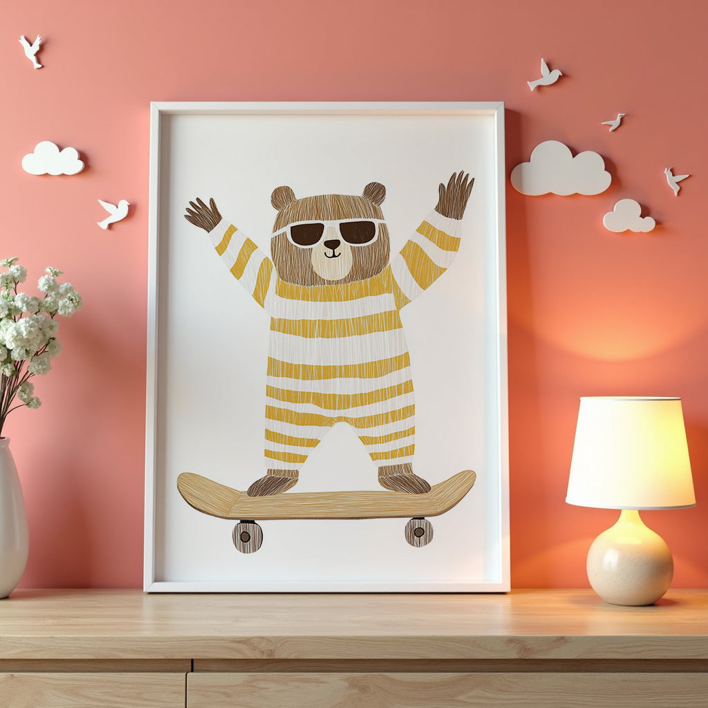 Sunny Skater Bear Poster