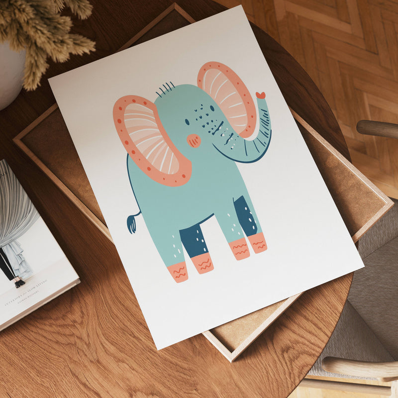 Peachy Elephant Poster