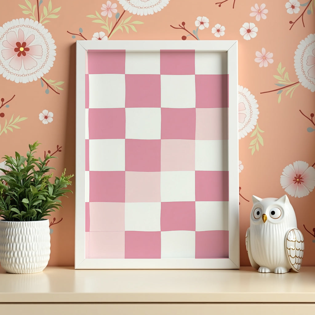 Pink Checkered Poster