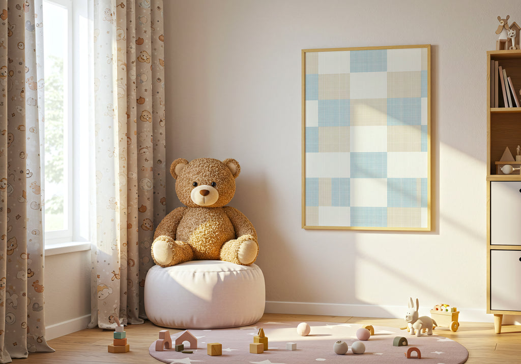 Soft Blue Check Poster