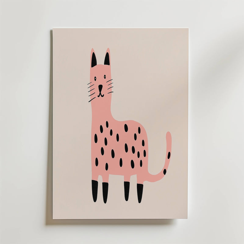 Pink Spotted Cat Poster