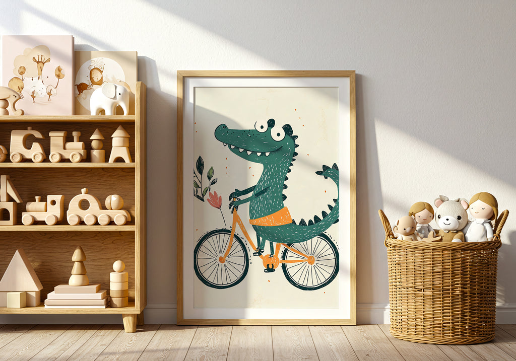 Crocodile on a Bike Poster