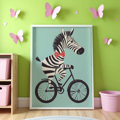 Zebra on a Bike Poster