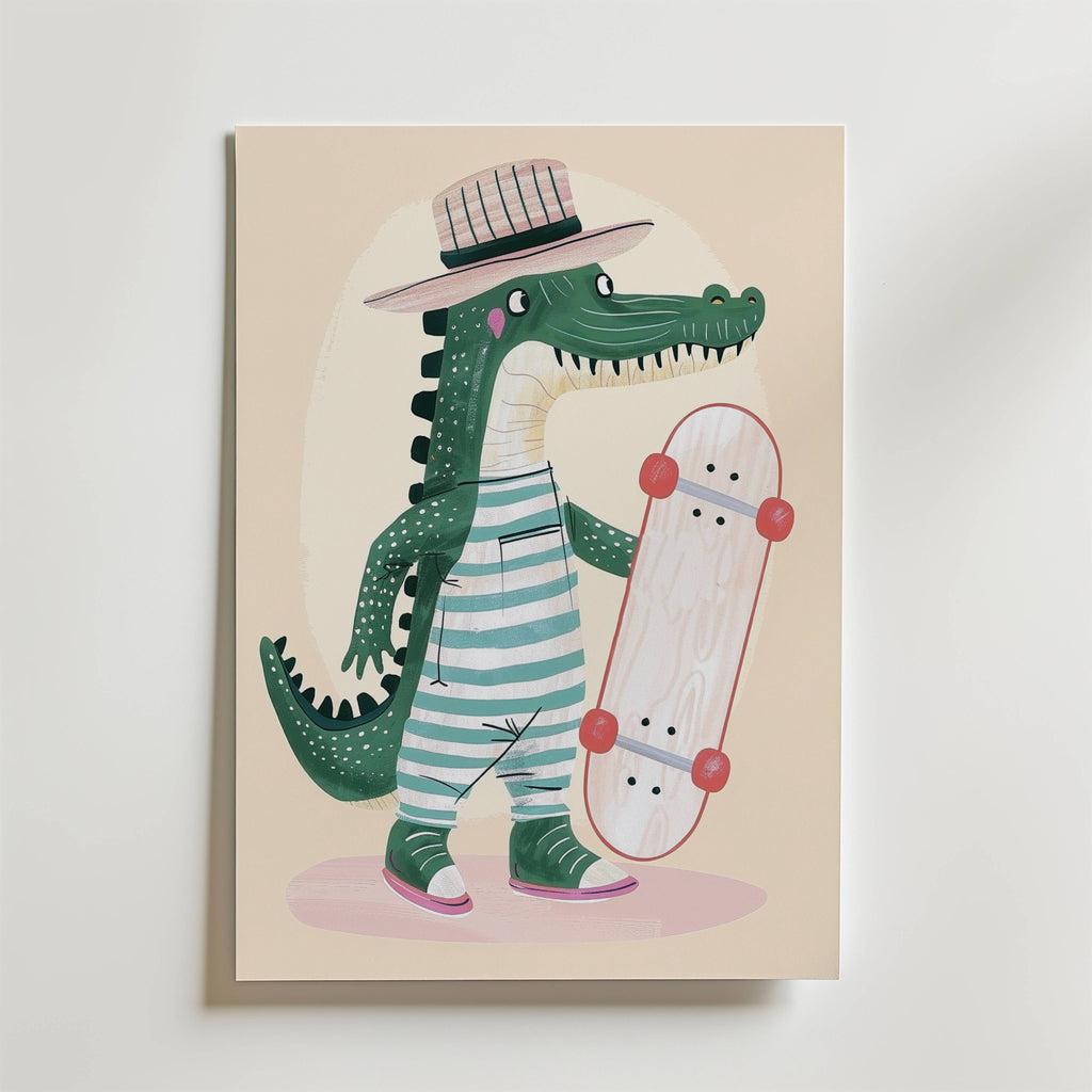 Cool Crocodile Skater Poster