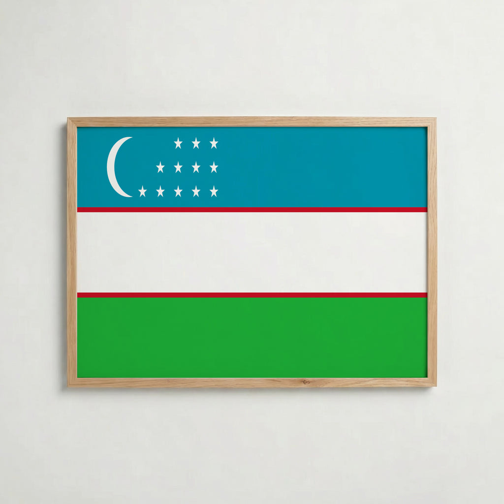 Uzbekistan National Flag Poster – poster väggdekoration inredning – Affischer hos Bozetto