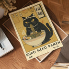Kuro Neko Ramen Cat Poster
