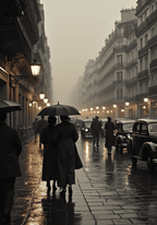 Rainy Parisian Stroll Poster
