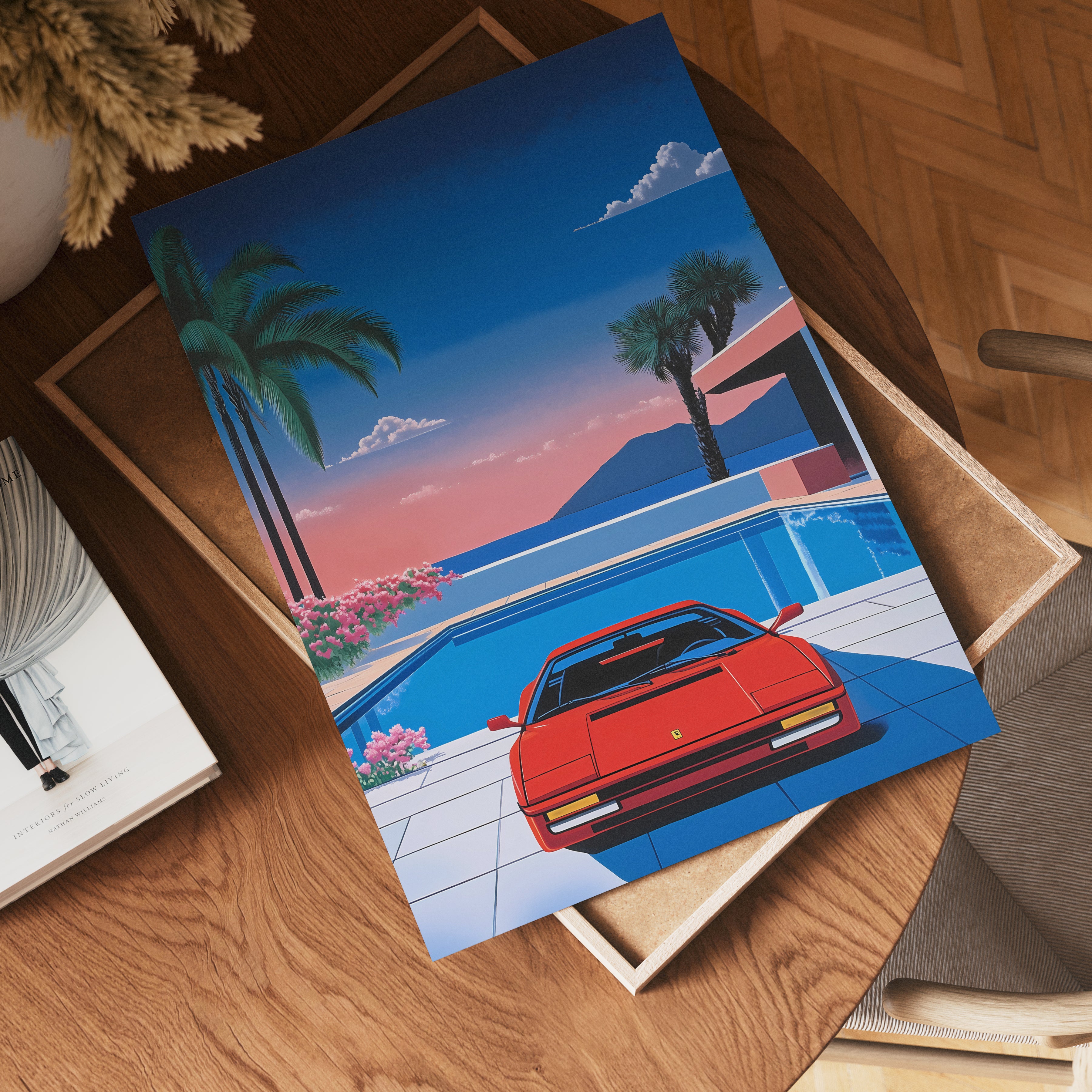 Retro 80s Ferrari Hiroshi Poster