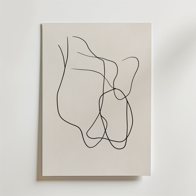 Abstract Black Line Flow Poster