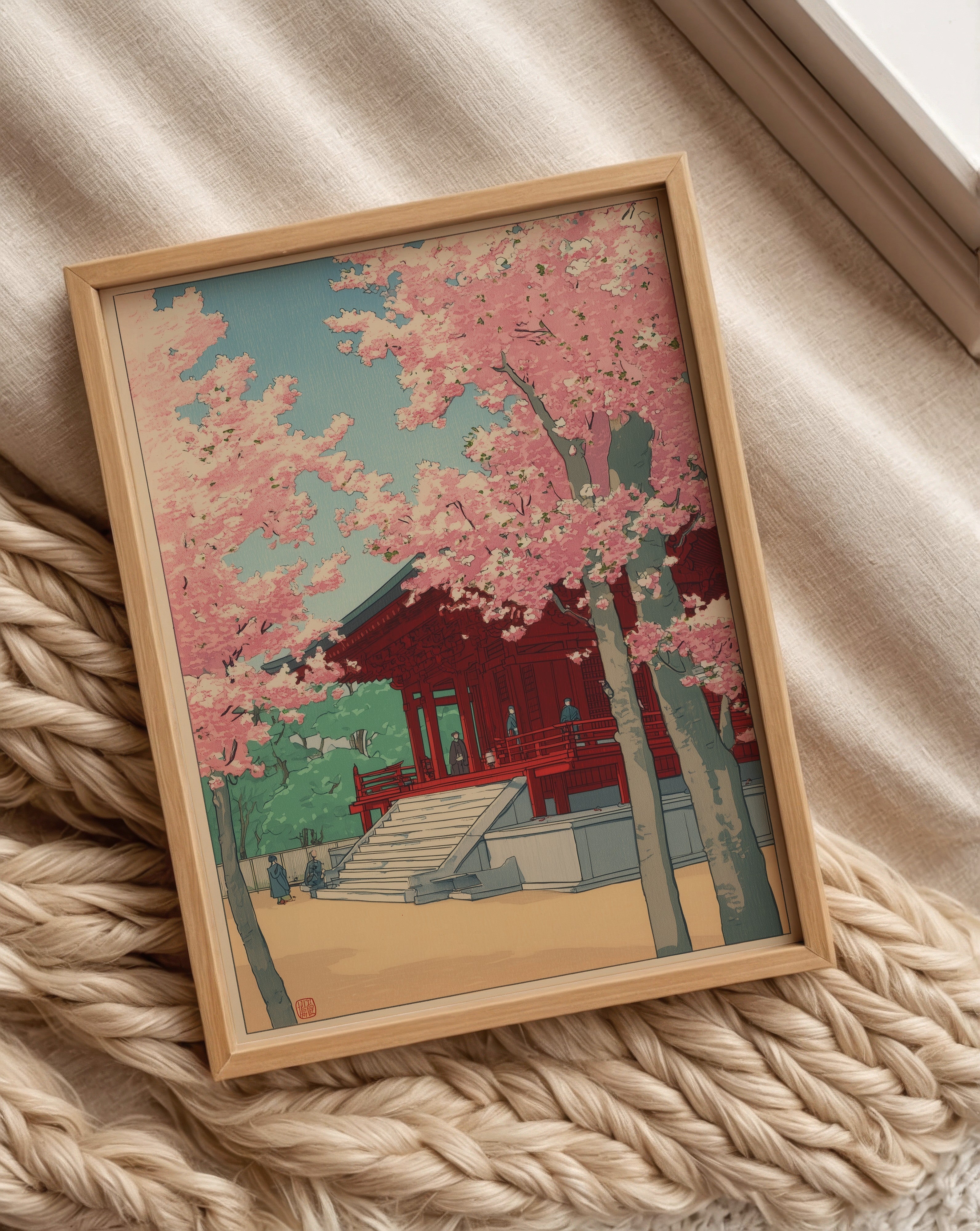 Sakura Temple Poster – poster väggdekoration inredning – Affischer hos Bozetto