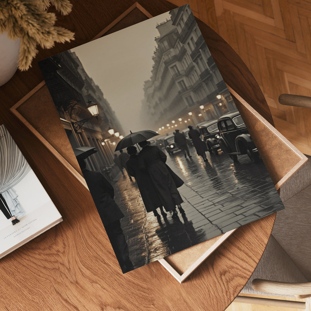 Rainy Parisian Stroll Poster