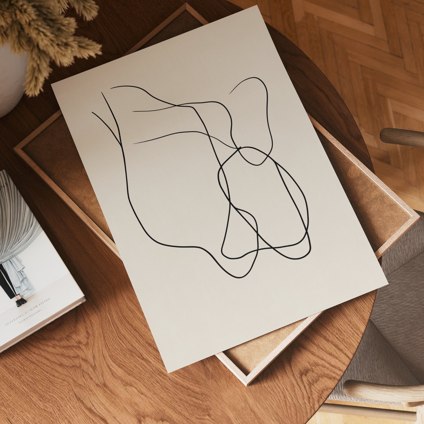 Abstract Black Line Flow Poster