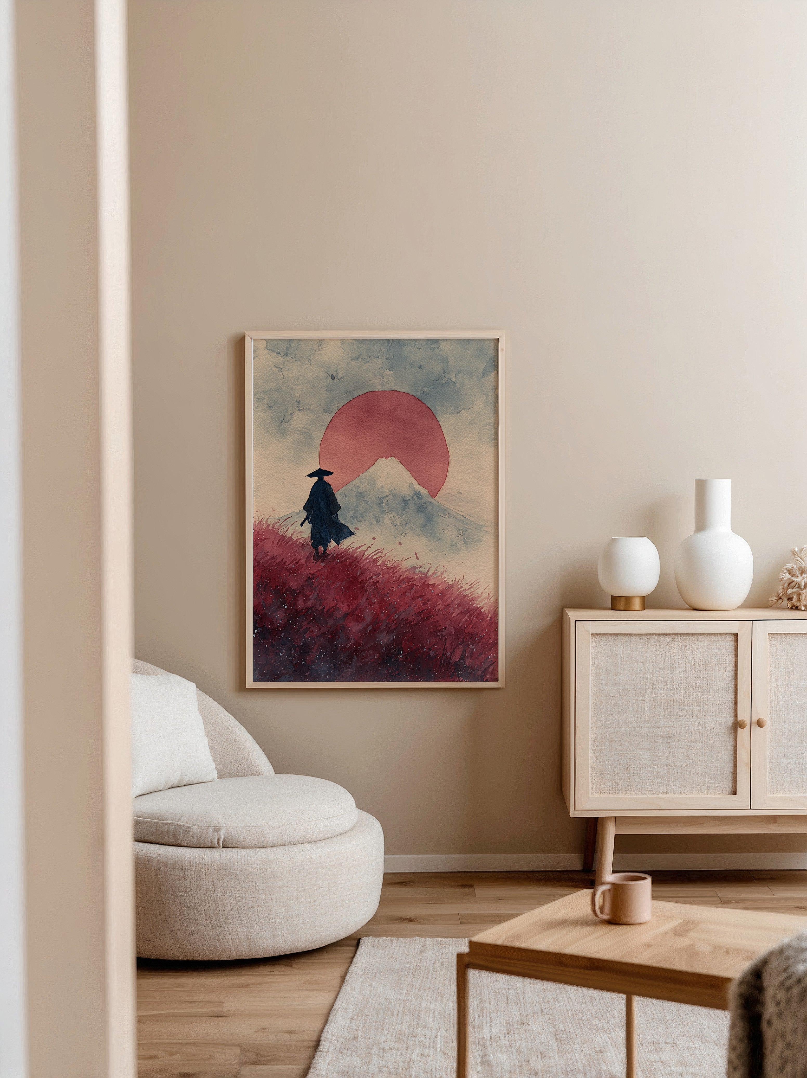 Red Sun Journey Poster – poster väggdekoration inredning – Affischer hos Bozetto