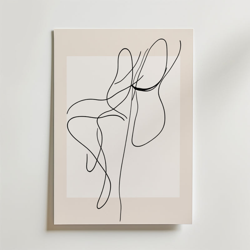 Framed Abstract Line Flow Poster
