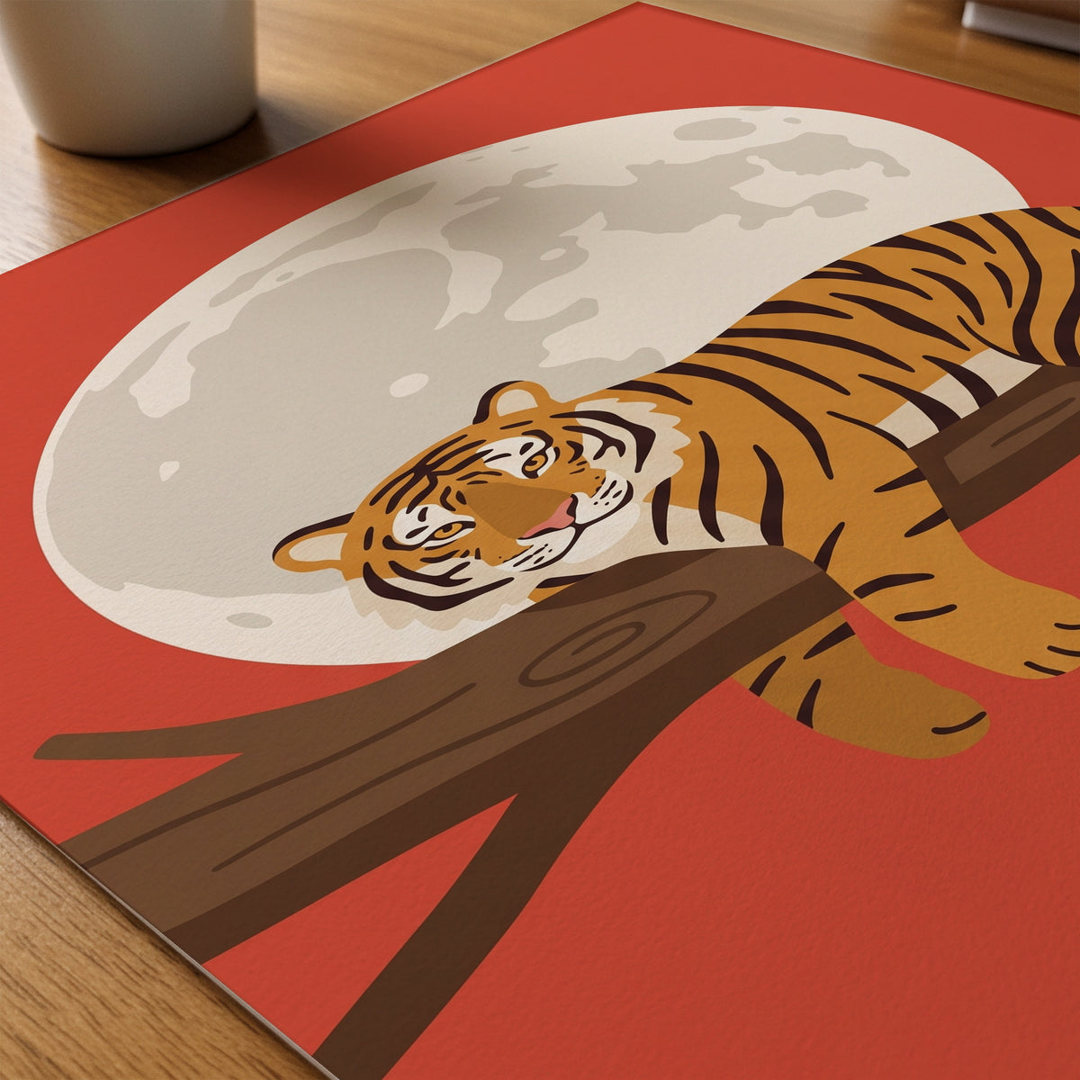 Lazy Tiger Poster – närbild på papper