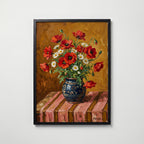 Vallmo Stilleben Poster – svart ram