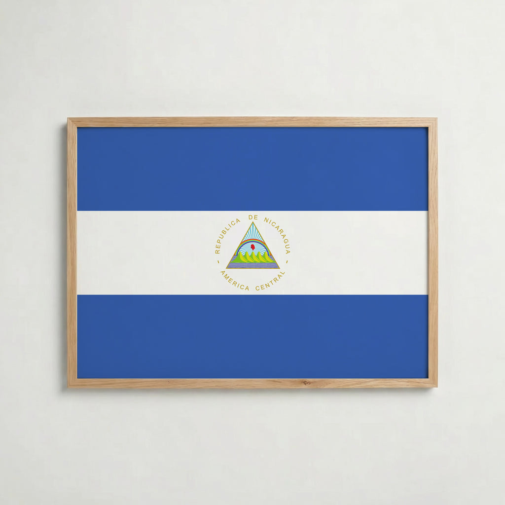 Nicaragua National Flag Poster – poster väggdekoration inredning – Affischer hos Bozetto