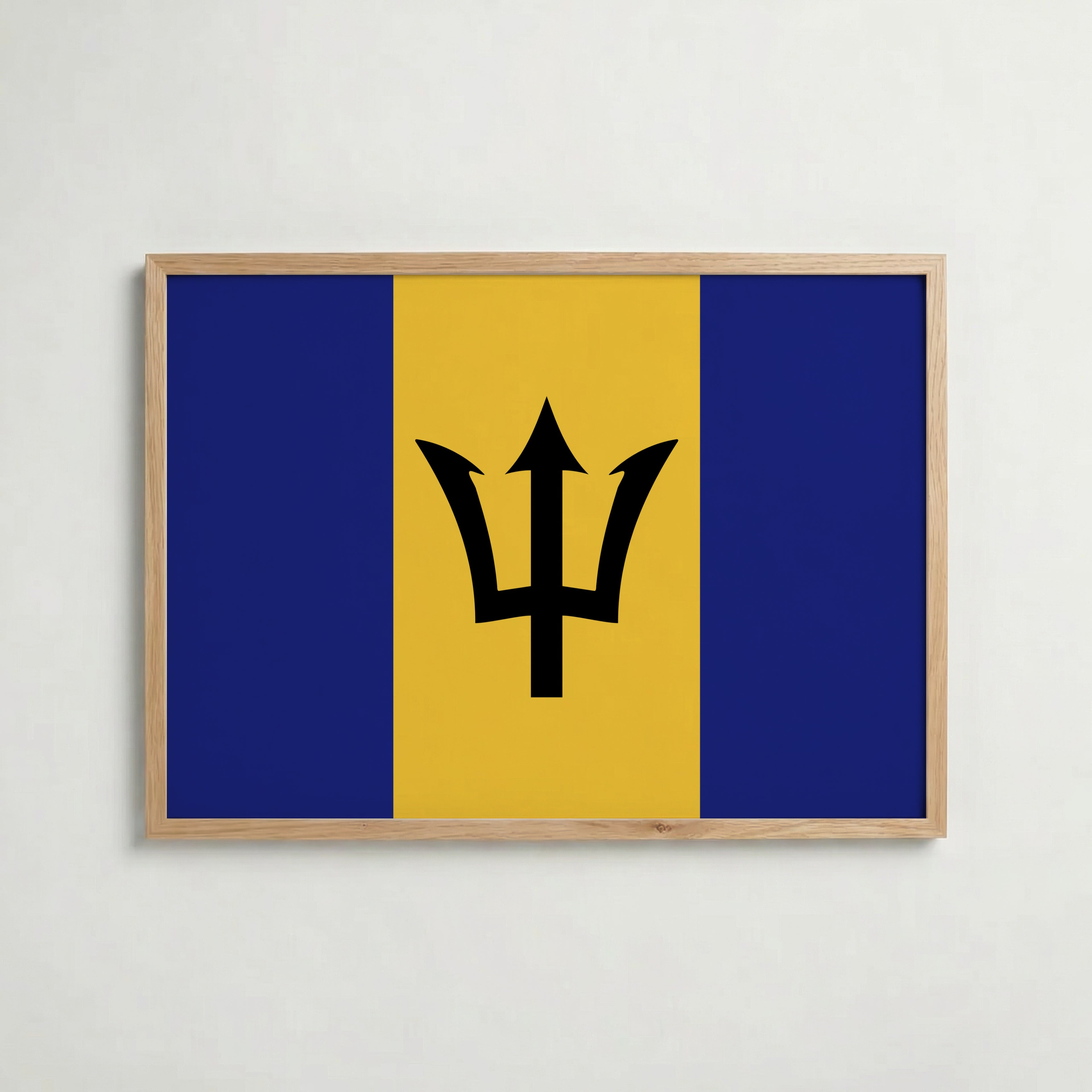 Barbados National Flag Poster i ekram – inramad konsttryck för stilren inredning hos Bozetto