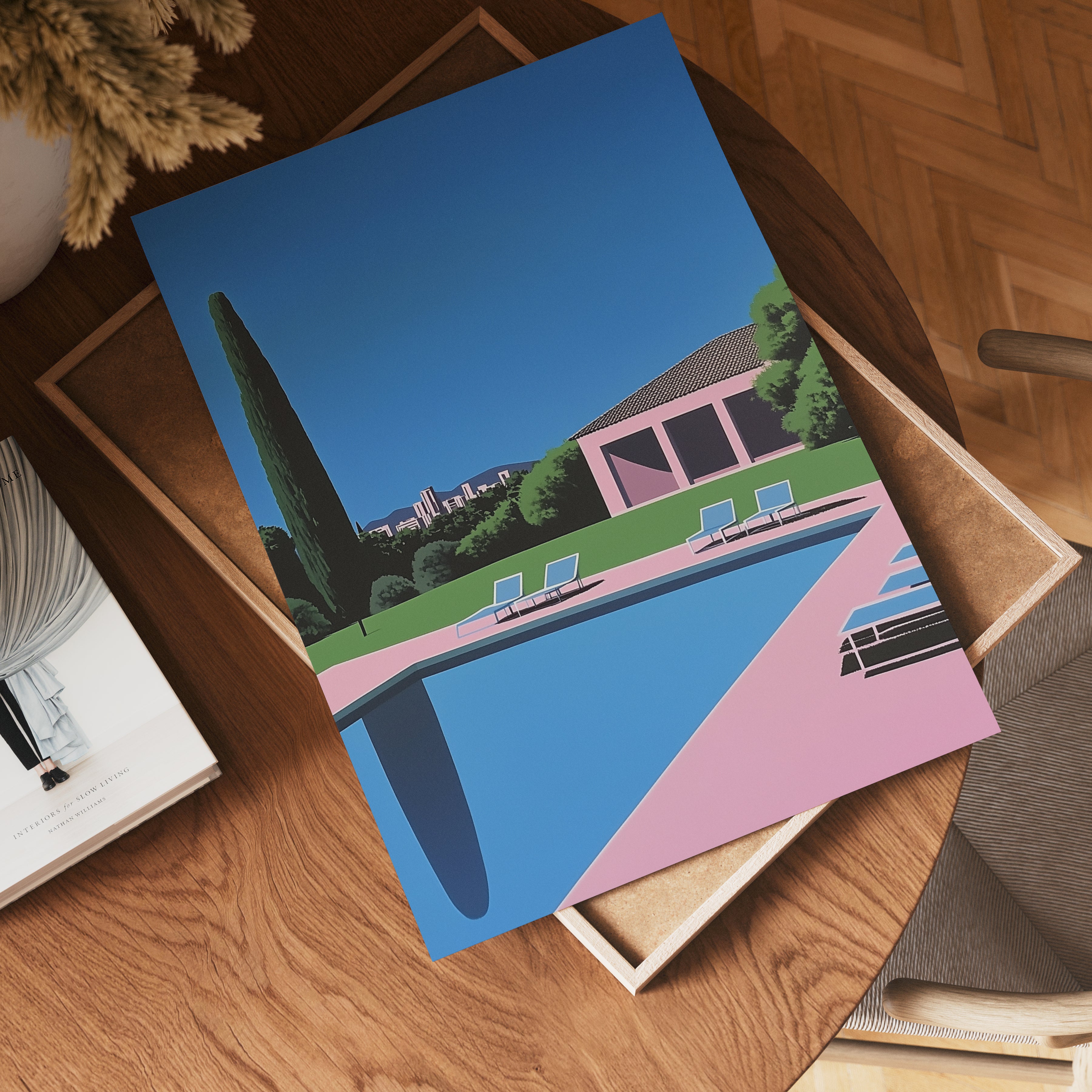 Pink & Blue Retro Hiroshi Poster