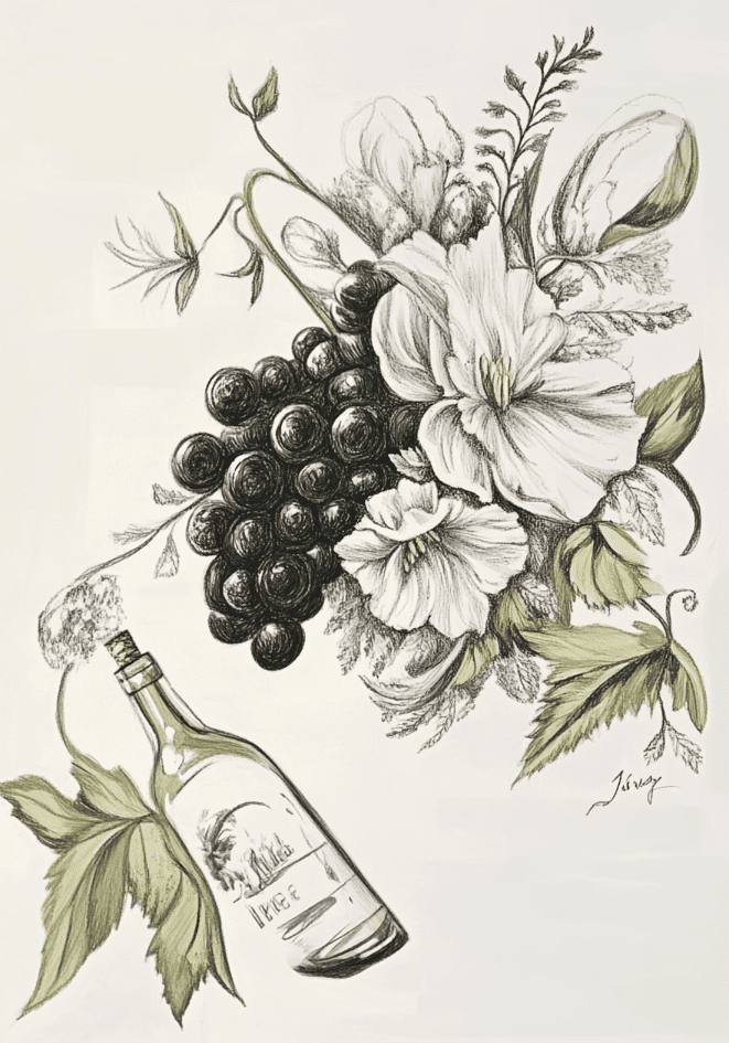Vintage Grape And Floral Poster