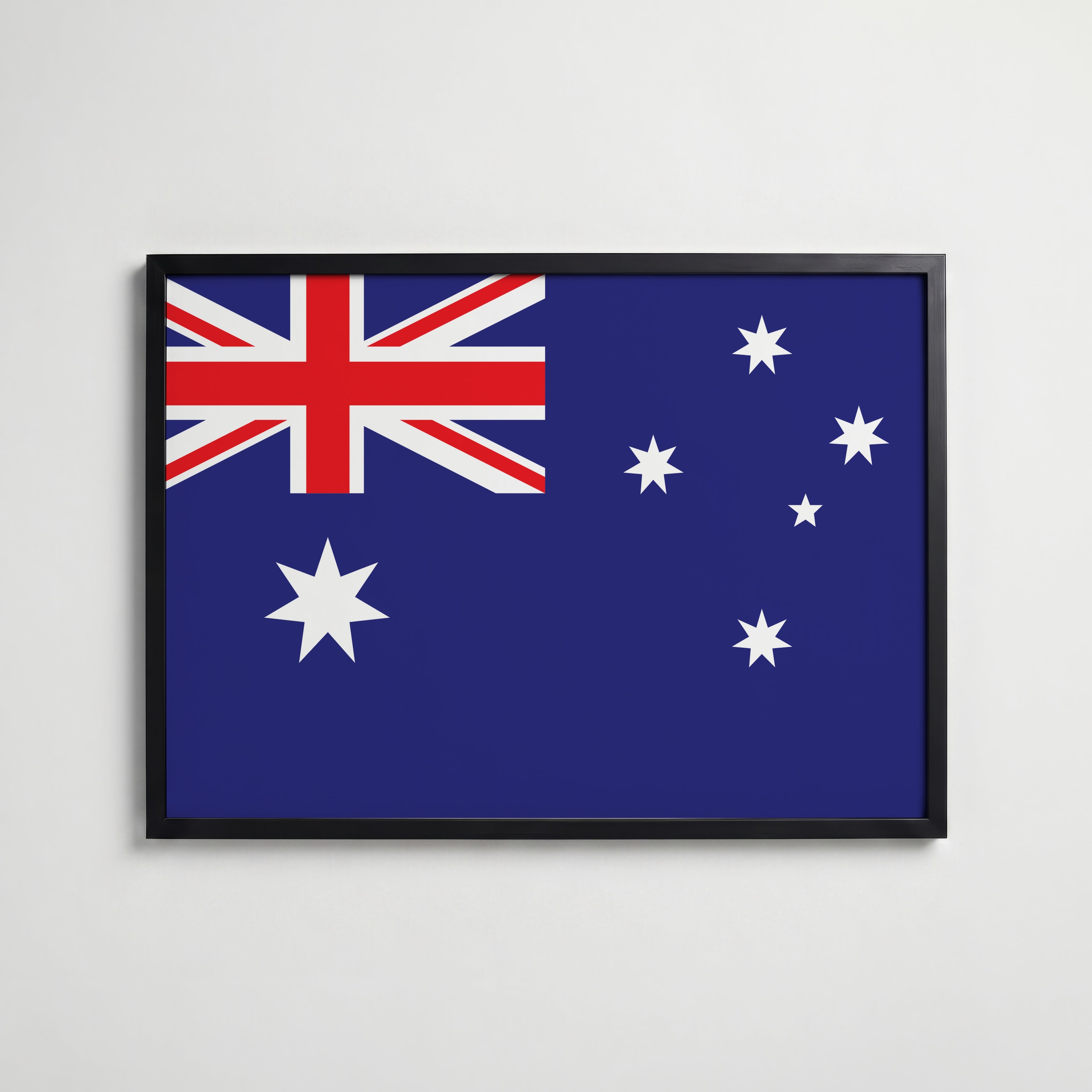 Australia National Flag Poster i svart ram – stilren konsttryck som väggdekor från Bozetto