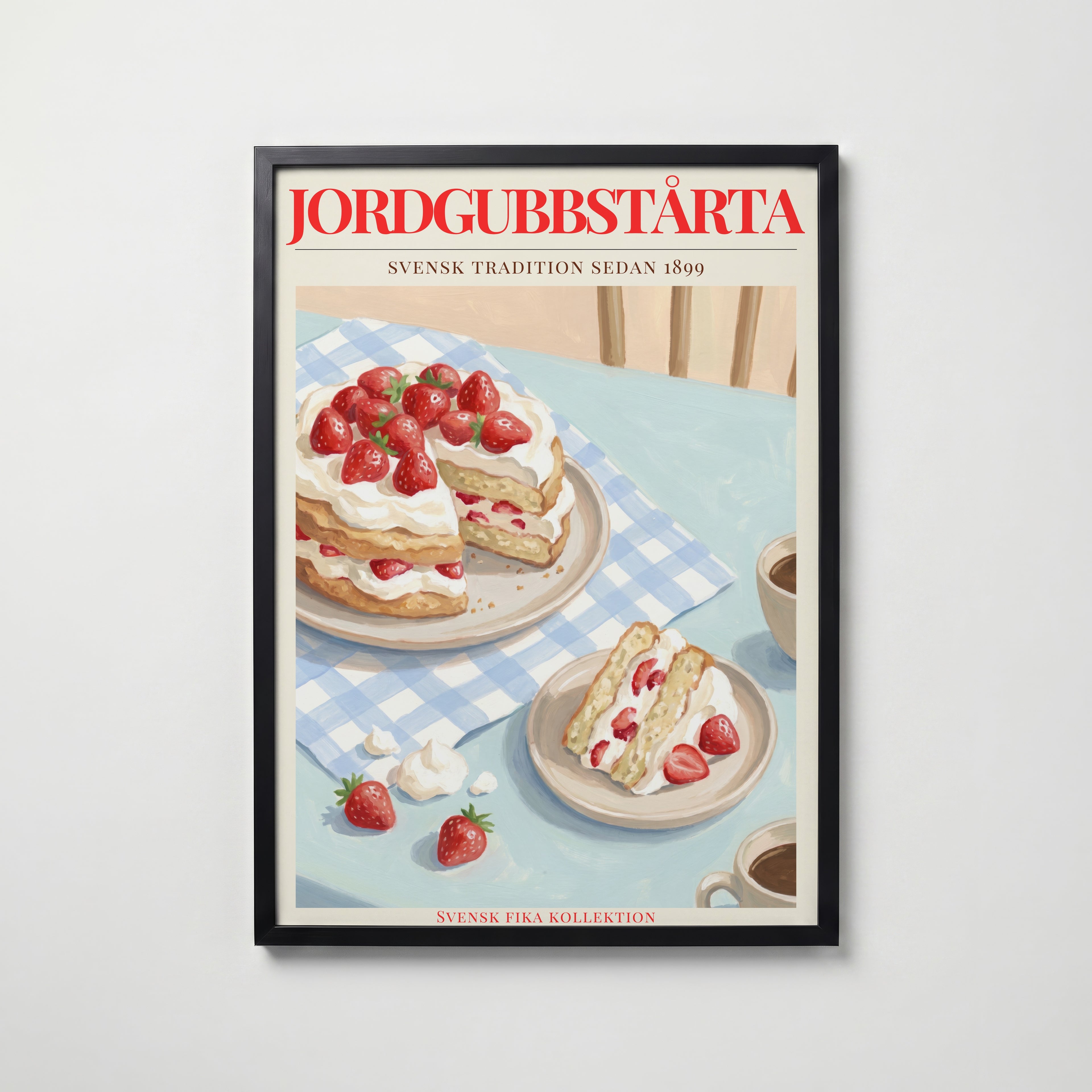Jordgubbstårta Poster affisch – stilren väggdekoration – Bozetto posters