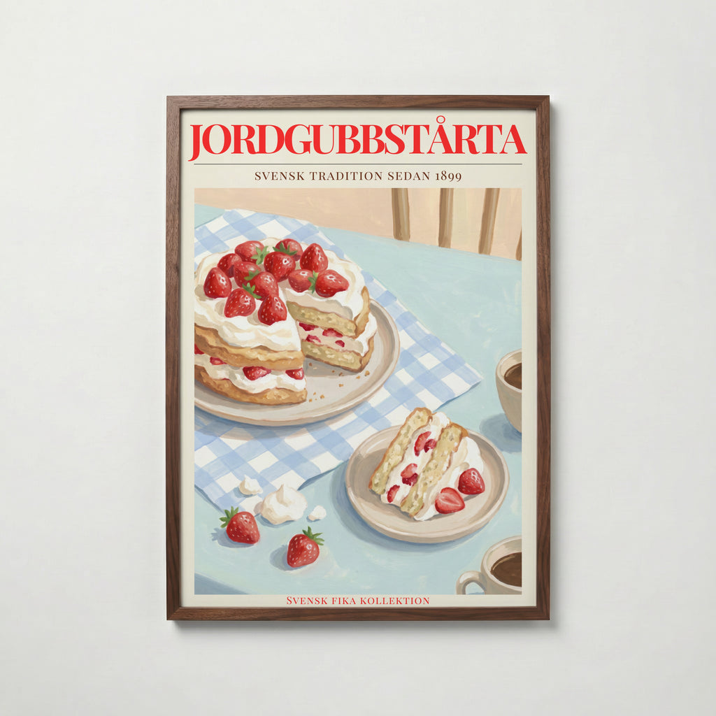 Jordgubbstårta Poster – modern väggdekoration – köp poster online Bozetto