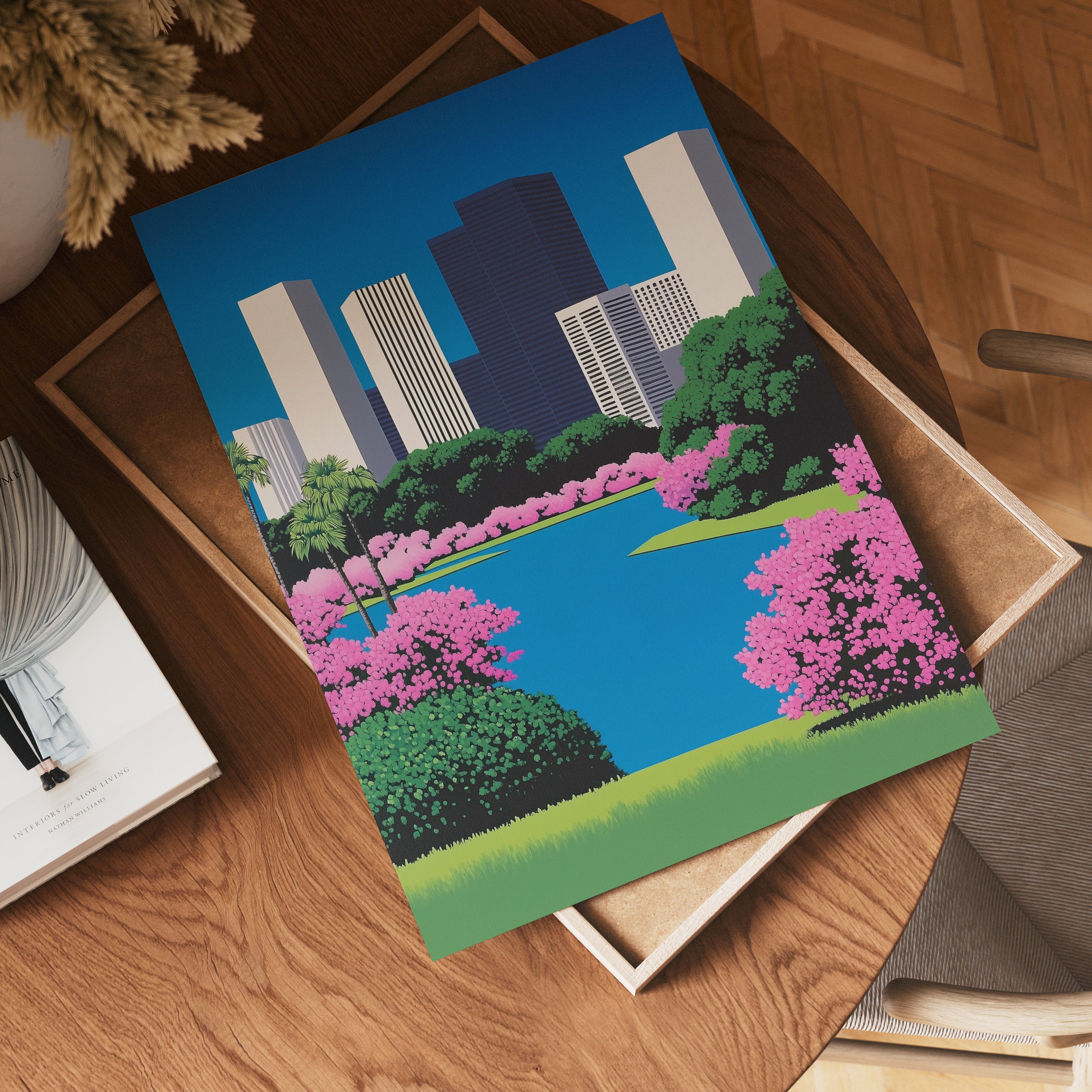 City Park Illustration Hiroshi Poster