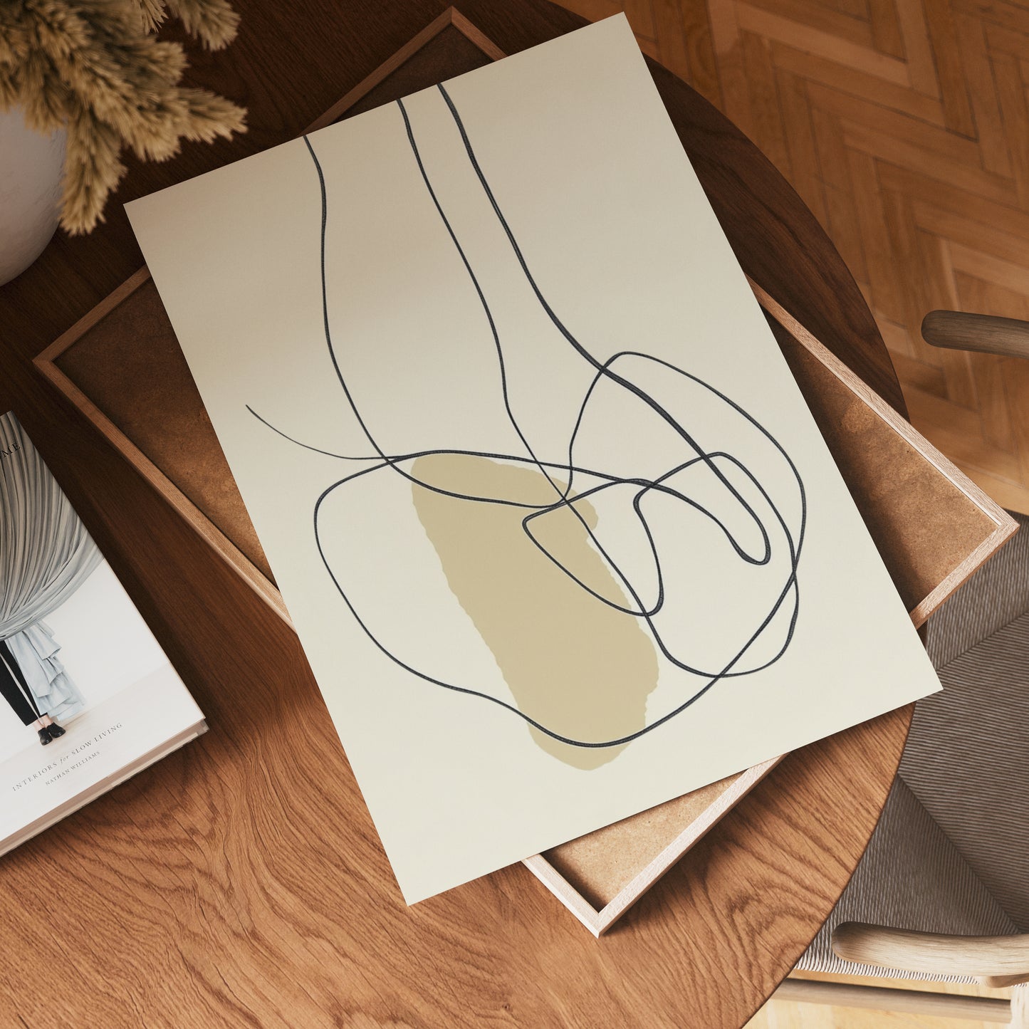 Beige Abstract Line Motion Poster