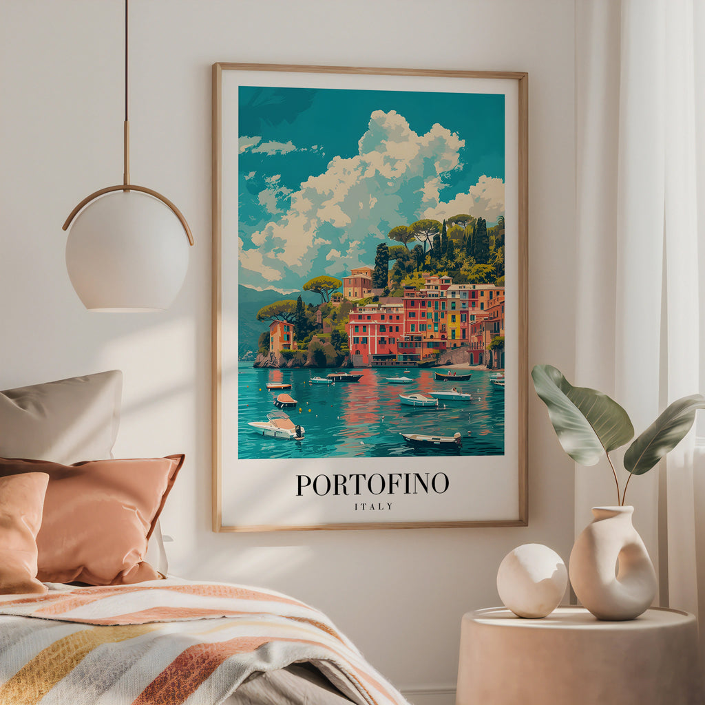 Golden Reflections Of Portofino Poster