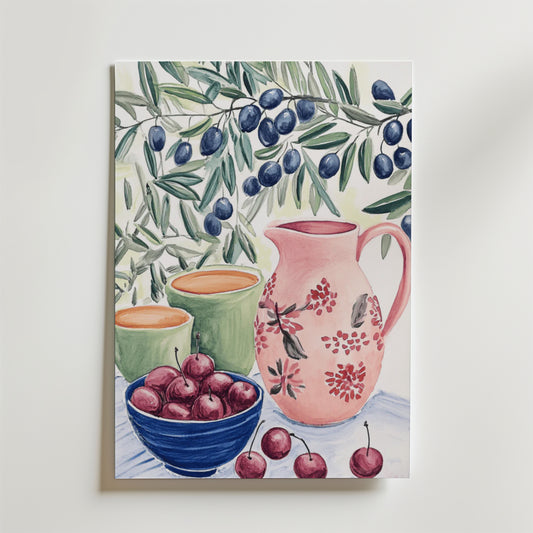 Watercolor Fruit And Olive Poster